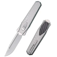 Remette Swordfish Knife Titanium/Black Carbon Fiber Handle M390 Clip Point Plain Edge ZL101B1