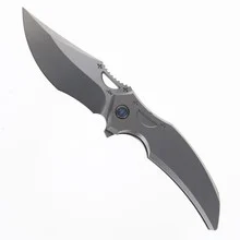 Rike Knife S05 V2 Folding Knife Gray Titanium Handle M390 Upswept Plain Edge S05-P