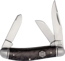 Rough Ryder Midnight Ice Sowbelly Folding Knife Black Carbon Fiber Handle Clip/Sheepsfoot/Spey Plain Edge RR1996