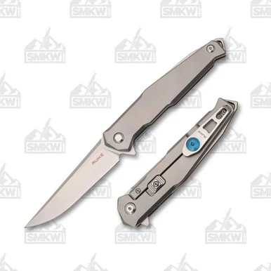 Ruike M108-TZ Folding Knife Titanium 3.46in Bead Blast Drop Point Blade RUM108TZ