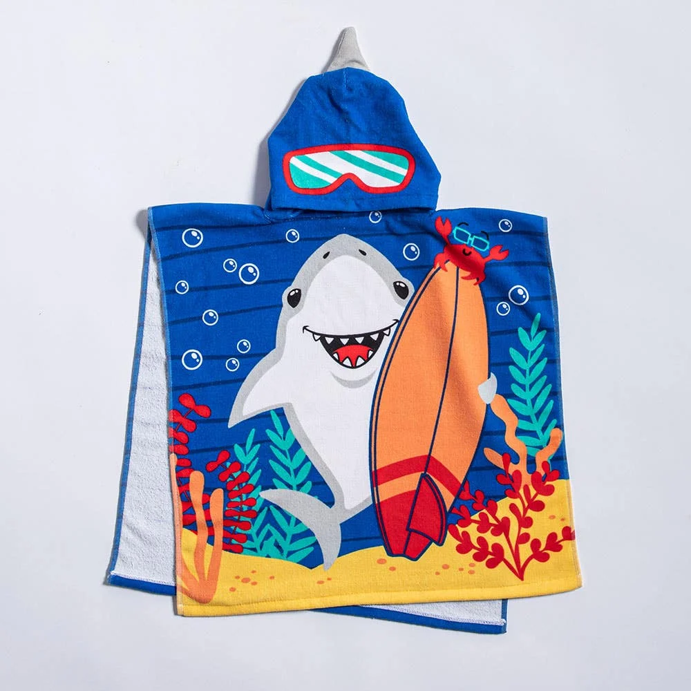 Safdie Summer 'Shark' Knit Kids Hooded Towel