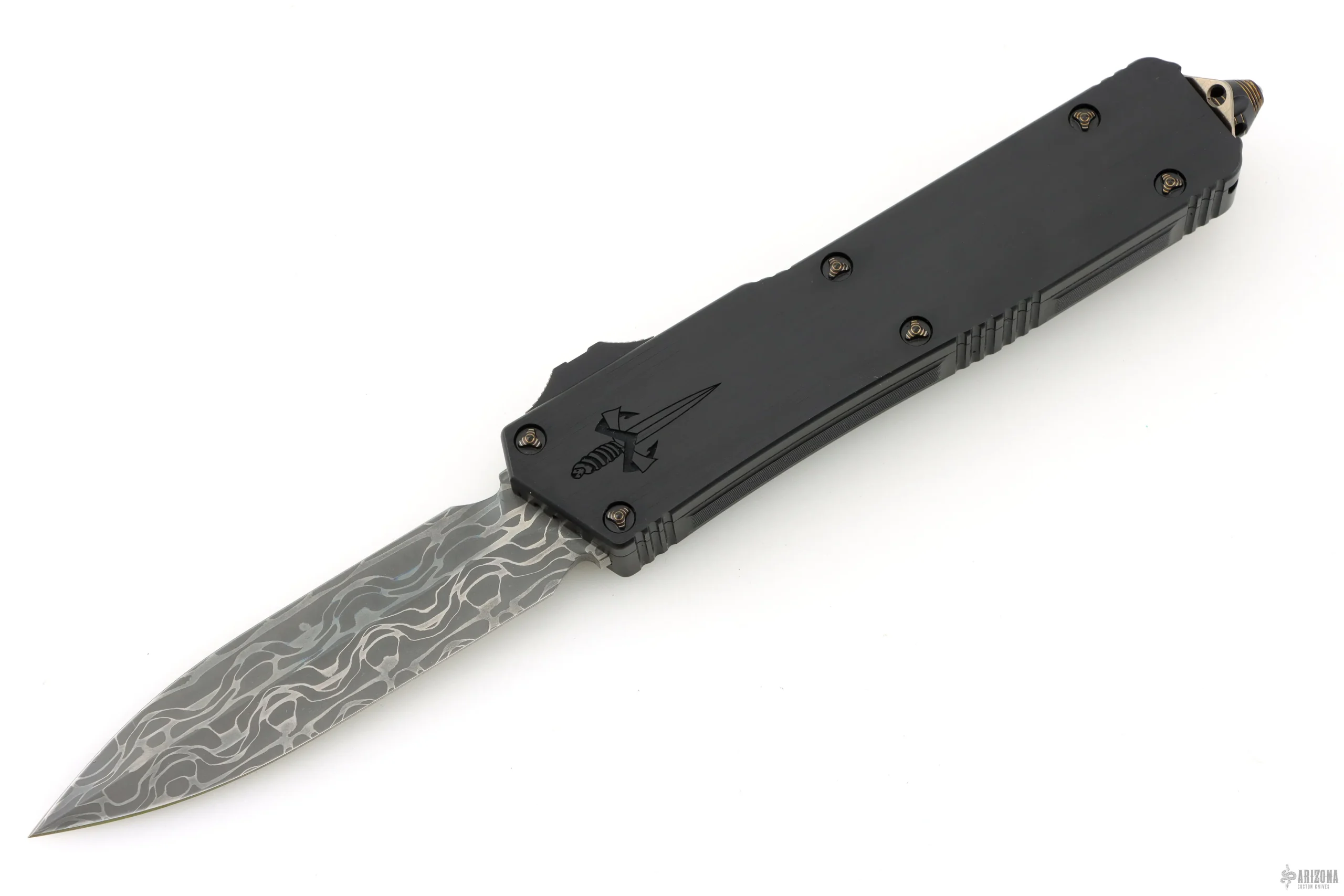 Scarab II - D/E Spike Grind VF Damascus Bronze Ringed Ti HW