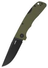 Schnitzel KVAR Outdoor Folder Pocket Knife Blackwashed 14c28n Steel Green G10 Handle SNL-04GBW