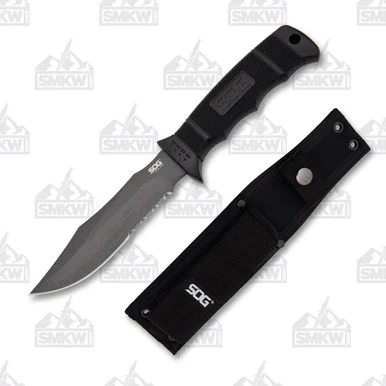 SOG Knives Seal Pup Fixed Blade Knife 4.75in Black PS Clip Point SOGM37NCP