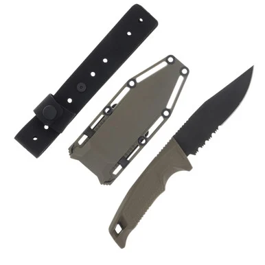 SOG Recondo FX Fixed Blade Knife FDE 4.6in Black Part Serrated Clip Point Blade SOG17220457
