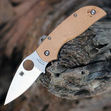Spyderco Chaparral SLIPIT - 2.77" CTS XHP Satin Leaf-Shape Plain Blade Birdseye Maple Wood C152NLWDP