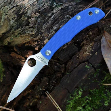 Spyderco Honeybee G-10 - 1.68" 12C27 Satin Plain Blade Blue G-10 Handle C137GBLP