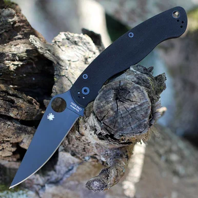 Spyderco Military 2 - 4.0" Black DLC CPM S30V Plain Blade Black G-10 C36GPBK2
