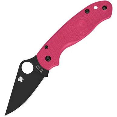 Spyderco Para 3 Lightweight - 2.92" Black DLC CTS BD1N Plain Blade Pink FRN C223PPNBK