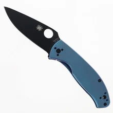 Spyderco Tenacious Folding Knife Blue Titanium Handle BlackPlain Edge C122TIBLBKP