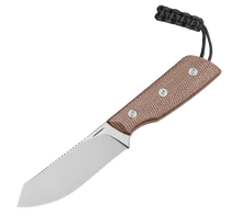 Straight Line Digger Fixed Blade Knife Natural Canvas Micarta Handle 14C28N Plain Edge Stonewash Finish