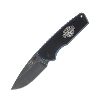 Tec-X Harley-Davidson Black Stonewash/Black G-10 Linerlock Folding Knife CA52161