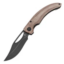 Tenable Gideon Folding Knife Black Micarta Handle Nitro-V Plain Edge Stonewash Finish T1119A1