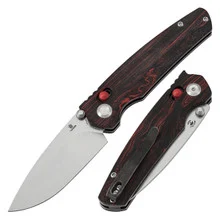 Tenable Raven Folding Knife Stonewashed 14C28N Blade Red and Black G-mascus Handle T2109V3
