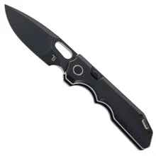 Ticonic Knives Ticonic1 Folding Knife Black Smooth Titanium Handle Black M390 Blade Top Liner Lock J0103