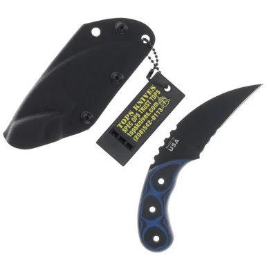 TOPS Devils Claw Fixed Blade Knife G10 3in Part Serr Black Hawkbill TPDEVCL01