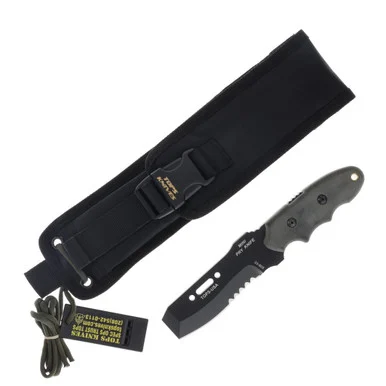 TOPS Knives Mini Pry Knife Fixed Blade 3.5in PS Black Chisel Blade TPMPK01