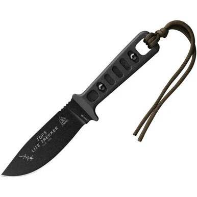 Tops Lite Trekker - Black Linen Micarta (4.25" 1095) TPTLT02