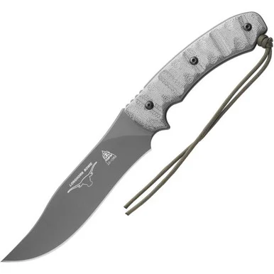 TOPS Longhorn Bowie RMT - Black Canvas Micarta (6.75" 1095) TPLONGB06