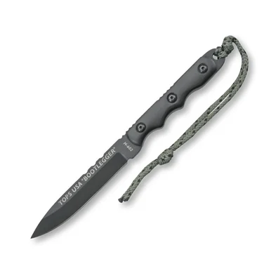 TOPS Ranger Bootlegger 5 Inch Plain Black Traction Coated Drop Point TPRBL01
