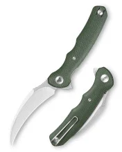 Trivisa Lacerta-04G Liner Lock EDC Folding Pocket Knife 3.34'' 14C28N Steel Blade Green Micarta Handle