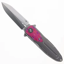 Two Sun Folding Knife Silver/Color Titanium Handle 14C28N Plain Edge TS514