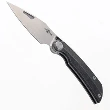 TwoSun Folding Knife Gray Titanium Handle M390 Plain Edge TS164-M390