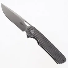 TwoSun Folding Knife Gray Titanium Handle M390 Plain Edge TS328