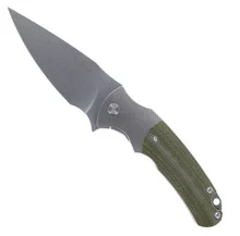 TwoSun Folding Knife Green Titanium/Micarta Handle D2 Clip Point Plain Edge TS286-D2