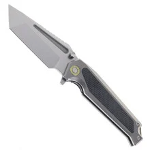 TwoSun Folding Knife Titanium/Carbon Fiber Handle K110 Plain Edge Stonewash Finish TS606-K110