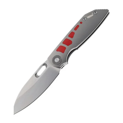 TwoSun TS415 Grey/Red Titanium Handle D2 Plain Edge Stonewash (TS415-D2)