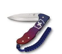 Victorinox Evoke Folding Knife Blue/Red Alox Handle Drop Point Plain Edge 0.9415.D221
