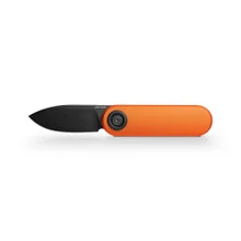 Vosteed Corgi V Folding Knife Orange Aluminum Handle 14C28N Drop Point Plain Edge Black Stonewash Finish A3705