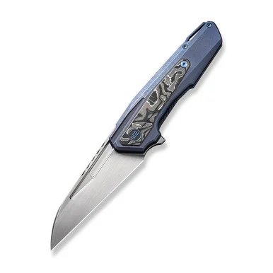 WE Knife Falcaria - Blue/Aluminum Foil Titanium/CF (3.64" CPM-20CV) WE23012B3