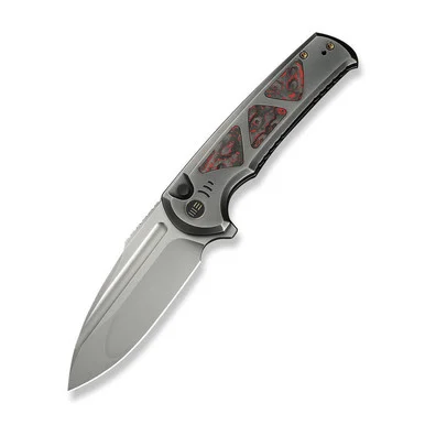 WE Knife Sylox - Gray/Lava Flow Ti/ Fat CF (3.8" Bohler M390) WE24027-3