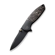 WE Nitro Mini Folding Knife Black Titanium Copper Foil Carbon Fiber Handle 20CV Drop Point Plain Edge WE22015-2