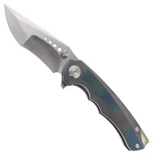 Yangge Folding Knife Titanium Color Zirconium Handle Elmax Plain Edge YG006-Grey-Col